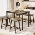 PHI VILLA Farmhouse Dining Table Set for 4 Small Space, Counter Height Table and Chairs with Bench, Rustic Solid Wood High Top Kitchen Table Set for Dining Room and Kitchen, Smoky Brown