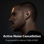 Status Pro X Wireless Earbuds, Triple Speaker Driver, Hi-Res Audio with LDAC, 52dB ANC, 6 Beamforming Mics with VoiceLoom AI for Clearest Calls (Black Alloy)