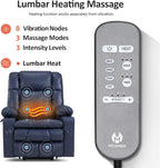 MCombo Dual Motor Large Power Lift Recliner Chair for Elderly, Lay Flat Lift Chair with Heat and Massage, Big Lift Recliner for Tall People, Faux Leather 7896 (Blue, Large)