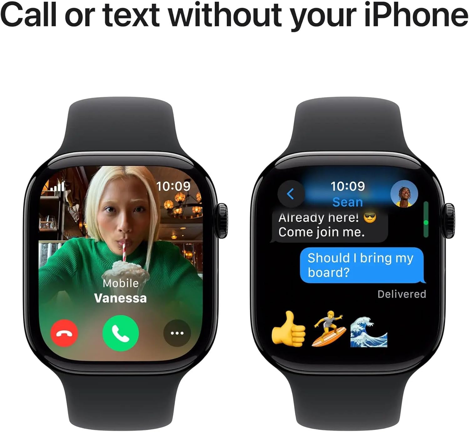 Apple Watch Series 10 GPS + Cellular  46mm - Jet Black Aluminum Case with Black Sport Band  M/L (Renewed)