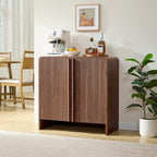 AMERLIFE Fluted Buffet Cabinet with Storage, Modern Sideboard Cabinet with 2 Doors & Adjustable Shelf, Console Table & Credenza for Living Room, Dining Room & Entryway, Brown