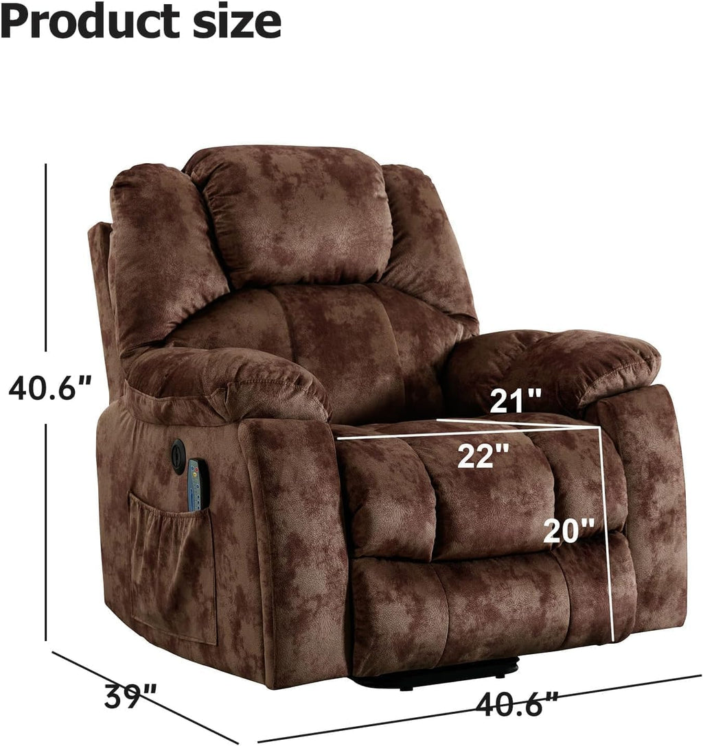 CANMOV Large Power Lift Recliner with Massage and Heat for Elderly, Heavy Duty Lift Recliner for Seniors with USB Port, 2 Hidden Cup Holders (Camel Brown)