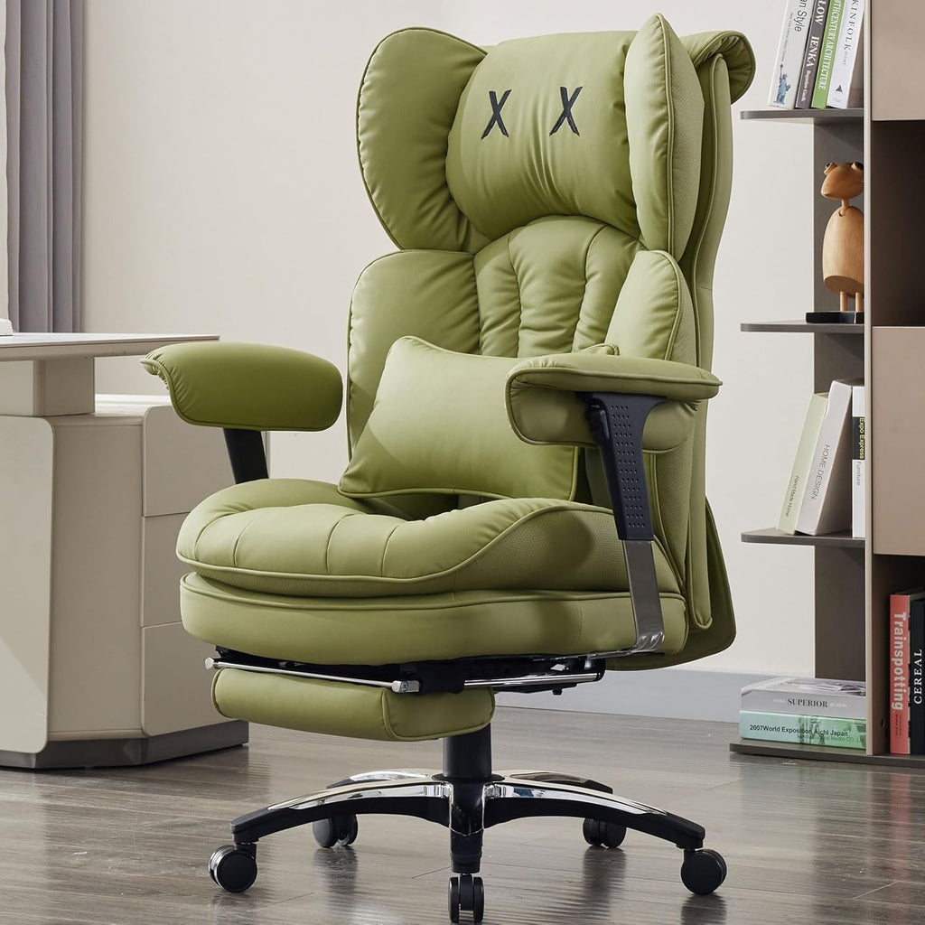 Efomao Big and Tall Office Chair with Footrest – High Back Computer Chair with Adjustable Armrests .Executive Office Chair with Wide Seat, Modern Desk Chair for Home Office, Gaming, or Study, Green