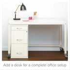 Scranton & Co 3-Drawer Metal Filing Cabinet, 27.32" H x 14.25" W x 18.00" D, Pearl White Finish, Locking Storage with Letter-Size File Drawers, Non-Porous Painted Steel for Home or Office