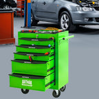 5 Drawers Tool Cart on Wheels, Multifunctional Rolling Tool Chest, Drawers Mobile Trolley Organizer Heavy Duty Tools Box with Locking Wheels & Ball Bearing Drawers (Green, 5 Drawers)