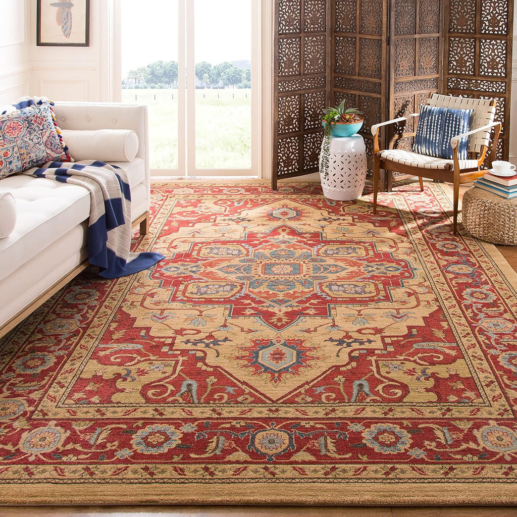SAFAVIEH Mahal Collection 9' x 12' Red Natural MAH698A Traditional Oriental Non-Shedding Living Room Bedroom Dining Home Office Area Rug