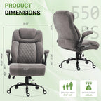Office Chair, Big and Tall Executive Chairs with Lumbar Support for Back Pain, Breathable Fabric Desk Computer Chair with Adjustable Flip-up Armrests,Wide Cushion Swivel Home Office Chair Black,Grey