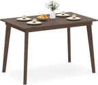 Giantex Dining Table for 4, 48" Rectangular Wooden Kitchen Table with Solid Rubber Wood Legs, Mid Century Modern Dinner Table for Dinette, Living Room, Home Office (Walnut)