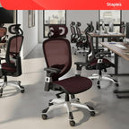 STAPLES Hyken Ergonomic Task Chair, Mesh, Ergonomic, Lumbar Support, Swivel, Maroon
