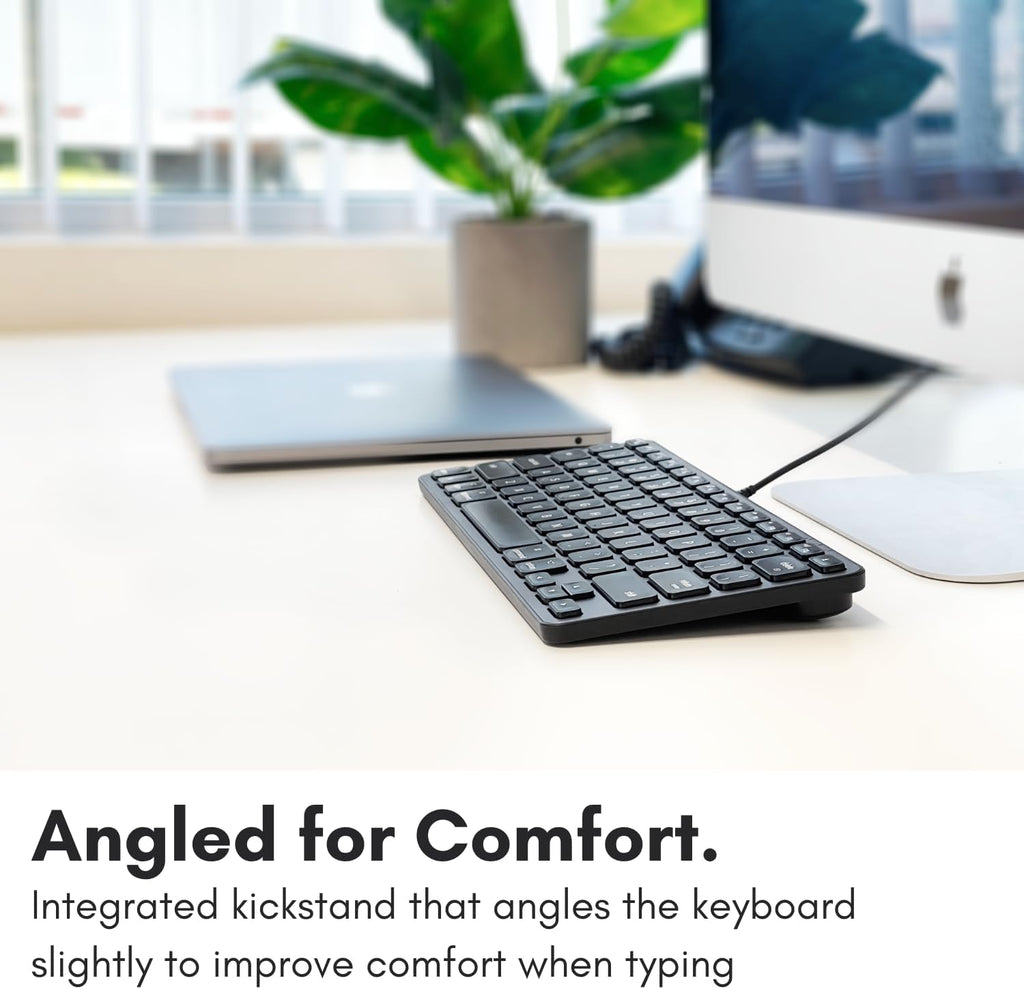 Macally Wired Keyboard for Mac with USB Hub (2X USBC / 1x USBA) - Compatible Small Apple Keyboard with 2 in 1 USB Plug - for MacBook Pro/Air, Mac mini, iMac