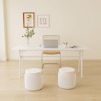 Solid Wood Study Desk - 63" Double Long Computer Table for Home Office, 2-Person PC Workstation, White