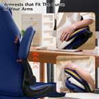 Office Desk Chair, Ergonomic Computer Chair with Padded Flip-Up Arms and Adjustable Lumbar Support, PU Leather Executive Chair with Tilt Lock and 360° Swivel Rolling Wheels for Work, Study