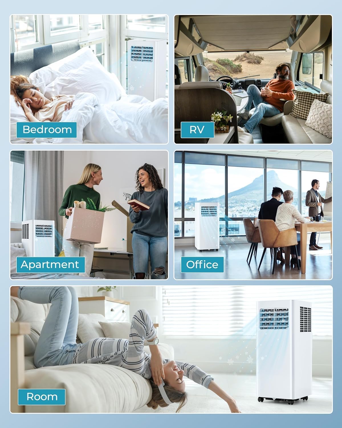 EUHOMY 8000 Btu Portable Air Conditioners, 3 in 1 Portable AC with Cool, Dry, Fan Modes, Quiet Air Conditioners with 24H Timer & Sleep Modes, with Remote, for Bedroom, Apartments up to 350 Sq.Ft
