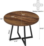 Tribesigns Round Dining Table for 2, 31.5" Industrial Kitchen Table with Metal Base, Small Table for Dining Room, Small Space, Apartment, Office, Restaurant, Rustic Brown & Black