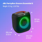 JBL PartyBox Encore Essential 2 - Portable Battery-Powered Party Speaker with AI Sound Boost  Up to 15 Hours of Play time  IPX4 Splash Proof  and Multi-Speaker Connection by Auracast (Black)