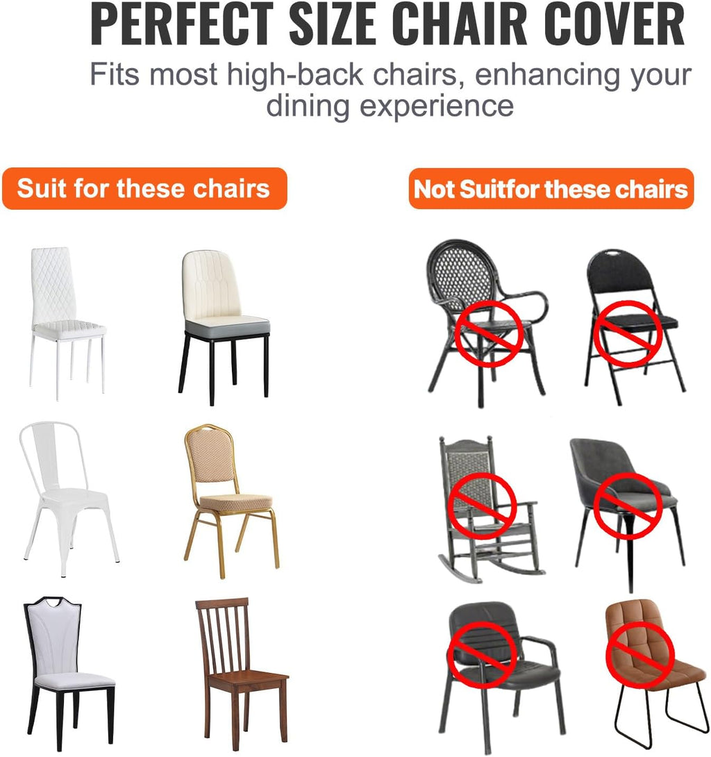 VEVOR 50 Pcs Flat-Front Chair Covers Polyester Spandex Chair Cover Stretch Slipcovers, Wedding, Holiday, Banquet, Party, Celebration, Dining, Beige