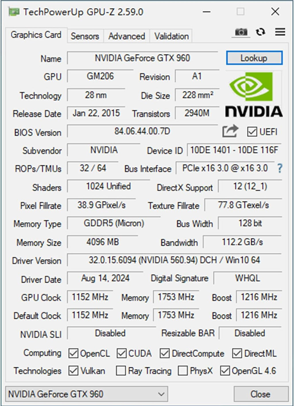 QTHREE Geforce GTX 960 4GB Graphics Card, GDDR5 128-bit, DP, HDMI, DVI, Video Card for PC, Computer GPU, PCI Express x16