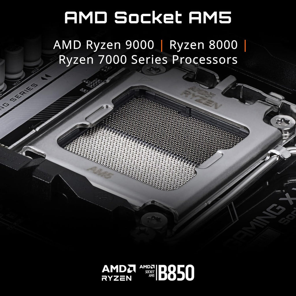GIGABYTE B850M Gaming X WIFI6E AMD AM5 mATX Motherboard, Support AMD Ryzen 9000/8000/7000 Series, DDR5, 10+2+2 Power Phase, 2X M.2, PCIe 5.0, USB-C, WIFI6E, 2.5GbE LAN, EZ-Latch, 5-Year Warranty