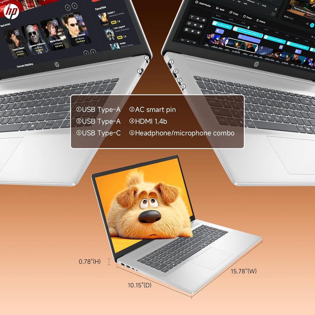 HP 2026 17 inch Touchscreen Laptop, Windows 11 Pro, Copilot AI, AMD Ryzen 5 7430U, 17.3" HD+ Anti-Glare Touch Screen, 32 GB RAM, 2 TB SSD, Fast Charge, HD Camera, Wi-Fi 6, Bluetooth 5.4, Accessories