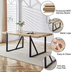 Dining Table Set for 6, 71'' Wood Dining Table and Chairs Set of 6, Modern Rectangle Wood Table, Fabric Dining Chairs 6, Suitable for Home, Kitchen, Dining Room, Living Room