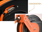 Giraffe Tools Retractable Air Hose Reel, 3/8" Hybrid Hose, Air Compressor Heavy Duty Steel Reel Auto Rewind 300PSI, Wall Mount with Swivel Bracket, 50ft