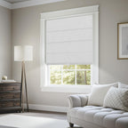 BERISSA Cordless Roman Shades for Windows Blackout,Pull Down Linen Fabric Roman Blinds,Privacy Window Shades for Door Windows,Bedroom,Office,Easy to Install,Misty White,72" W x 78" H.