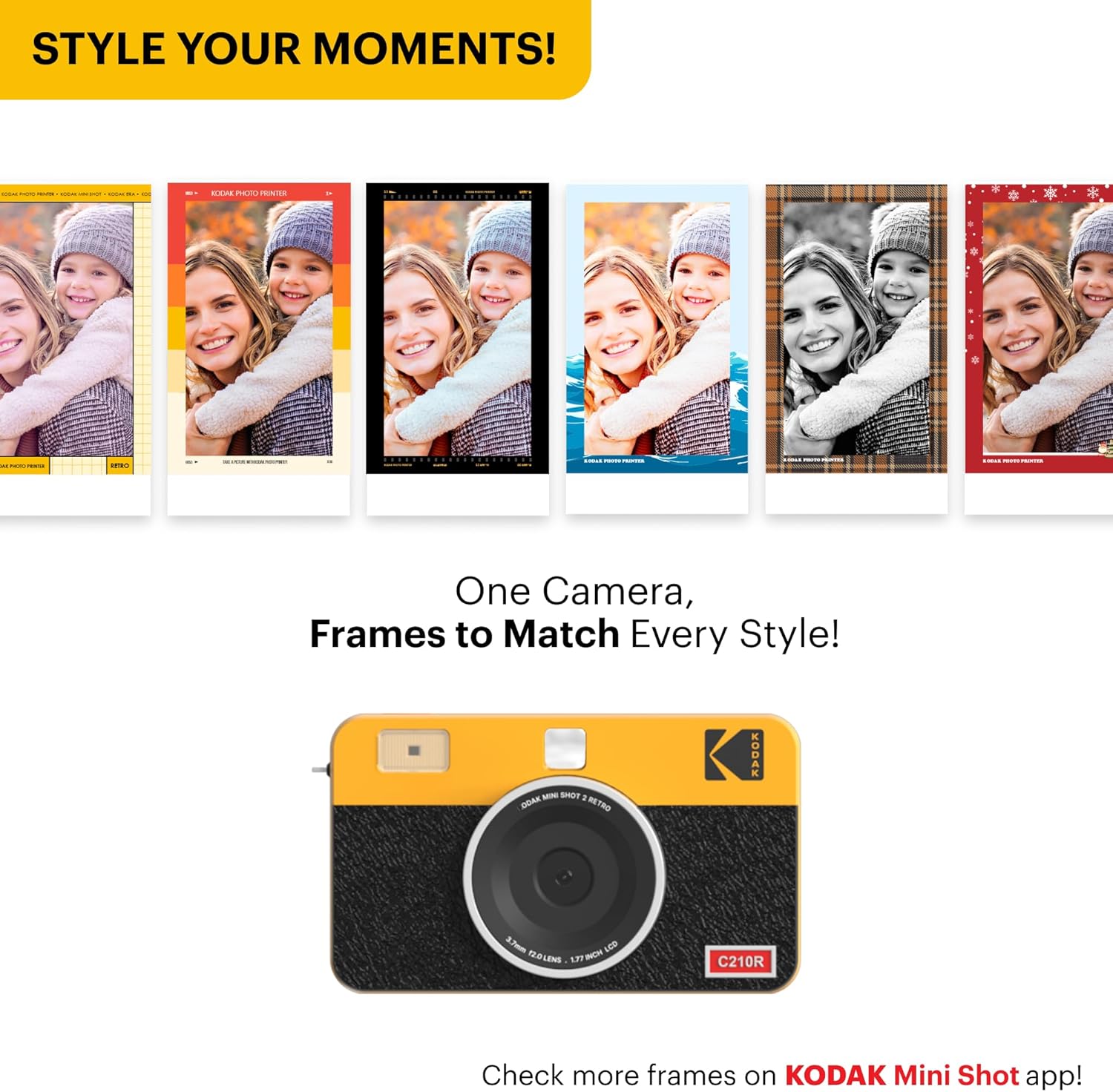 Kodak Mini Shot 2 Retro Portable Wireless Instant Camera & Photo Printer - White - 60 Sheets