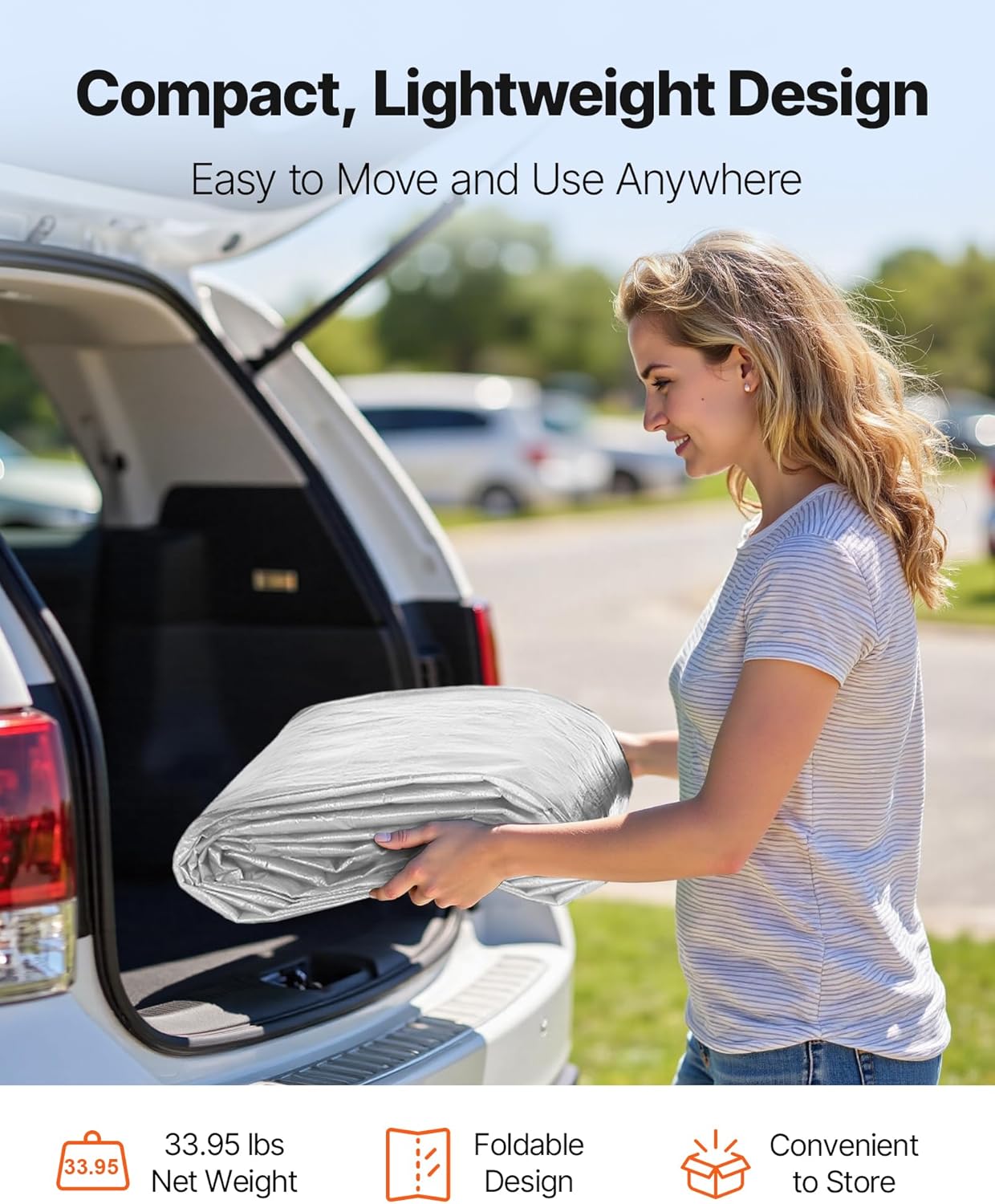 VEVOR Carport Replacement Canopy Cover, 13 x 20 ft Potable Garage Tent Top Tarp with Sidewalls, UV-Resistant & Waterproof, Heavy Duty Car Shelter Tarp with Ball Buggees, Grey, Frame Not Included