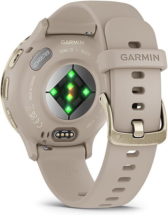 Garmin Venu 3S Health Fitness GPS Smartwatch Gold Steel Bezel w/French Gray Case 41mm | Official USA Partner Model | Bundle 010-02785-02 with 2 YR CPS Enhanced Protection Pack