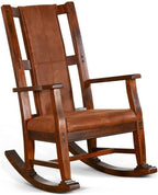 Pemberly Row Wood Rocking Chair, Indoor in Chocolate (41" H x 26" W x 22.5" D) for Living Room with Cushion Seat, High Back, Easy Assembly