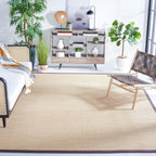 SAFAVIEH Area Rug 9x12 - Natural Fiber Collection - Large - Maize & Brown, Sisal, Woven Design with Border (NF141C)