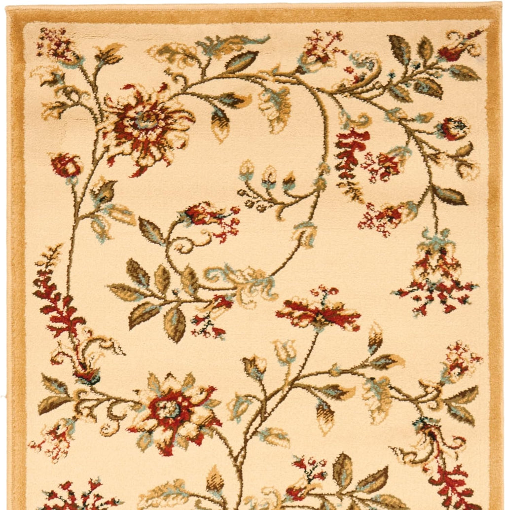 SAFAVIEH Lyndhurst Collection Area Rug - 8' x 11', Ivory & Multi, Traditional Floral Design, Non-Shedding & Easy Care, Ideal for High Traffic Areas in Living Room, Bedroom (LNH552-1291)