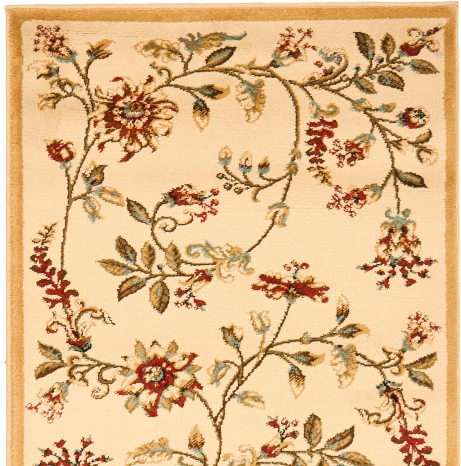 SAFAVIEH Lyndhurst Collection Area Rug - 8' x 11', Ivory & Multi, Traditional Floral Design, Non-Shedding & Easy Care, Ideal for High Traffic Areas in Living Room, Bedroom (LNH552-1291)