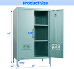 Metal Storage Cabinet with Adjustable Shelves,Metal Buffet Sideboard with 2 Doors for Kitchen,Home,Office, 42" H x 26" W x 14" D,Assembly Required,Blue