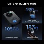 DJI Osmo 360 Essential Combo  360 Camera with 1-Inch 360° Imaging  Native 8K 360° Video  4K/120fps & 170° Boost Video  1.2m Invisible Selfie Stick Kit  Extended Battery Life with 2 Batteries