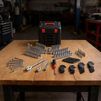VEVOR Mechanics Tool Set, 256-Piece Mechanic Tool Kit, 1/4 in, 3/8 in, and 1/2 in Drive, SAE and Metric Socket Set, Wrenches, Screwdriver Bits, Accessories, and Storage Case, for Automotive Repair