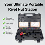 BEETOW Professional Rivet Nut Tool Kit – 16'' Rivnut Gun with 15 SAE & Metric Mandrels (M3–M12, #6, #8, #10, 1/4", 5/16", 3/8", 1/2'') & 200 Nutserts, Stroke Widgets, for Automotive & Metal Repair