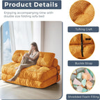 MAXYOYO Folding Sofa Bed, Convertible Sleeper Chair with Pillow Foldable Mattress with Back Support, Portable Fold Out Chair Bed Comfy Floor Sofa Lounge for Living Room Bedroom, Orange Double