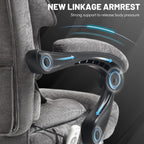 Massage Office Chair with Foot Rest,6 Points Vibration & Heat Executive Office Chairs for Heavy People,500LBS Big and Tall Office Chair,Ergonomic Reclining Desk Chair,Dual-Use Pillow,Grey