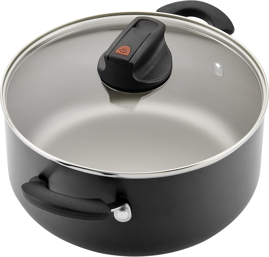 Farberware Smart Control Nonstick Cookware Pots and Pans Set, 14 Piece, Black