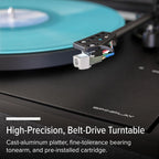 Andover Audio SpinPlay Premium All-in-One Record Player for Vinyl Record Playback - Semi-Automatic  Auto Power-On and Auto-Stop  Integrated Sound System with 270° Speaker Array - Black