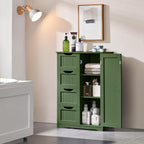 Yaheetech Wooden Bathroom Floor Cabinet, Side Storage Organizer Cabinet with 4 Drawers and 1 Cupboard, Freestanding Entryway Storage Unit Console Table, Bathroom Furniture Home Decor, Green