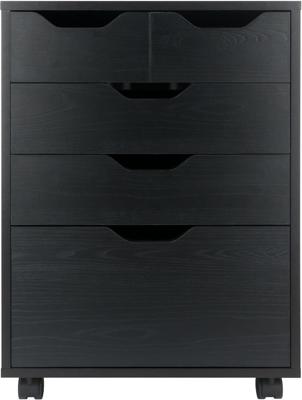 Winsome Halifax Mobile Storage Cabinet with 5 Drawers in Black, Stylish & Functional Home Storage Cabinet for Filing, Kitchen Organization, Moveable Furniture for Office, Dorms, Apartments