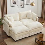 78" Modular Sectional Sofa, Cloud Couch Loveseat Sofa with 2 Movable Ottoman, Comfy Chenille Deep Seat Sofa with Throw Pillows, 4 Seat Modern Couches for Living Room, Bedroom and Apartment, Beige