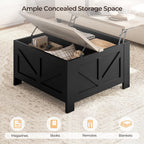 Yaheetech Lift Top Coffee Table with Storage, Square Coffee Table for Living Room, 31.5 Inches Center Tables with Large Hidden Storage Compartment for Home Office, Black&Gray