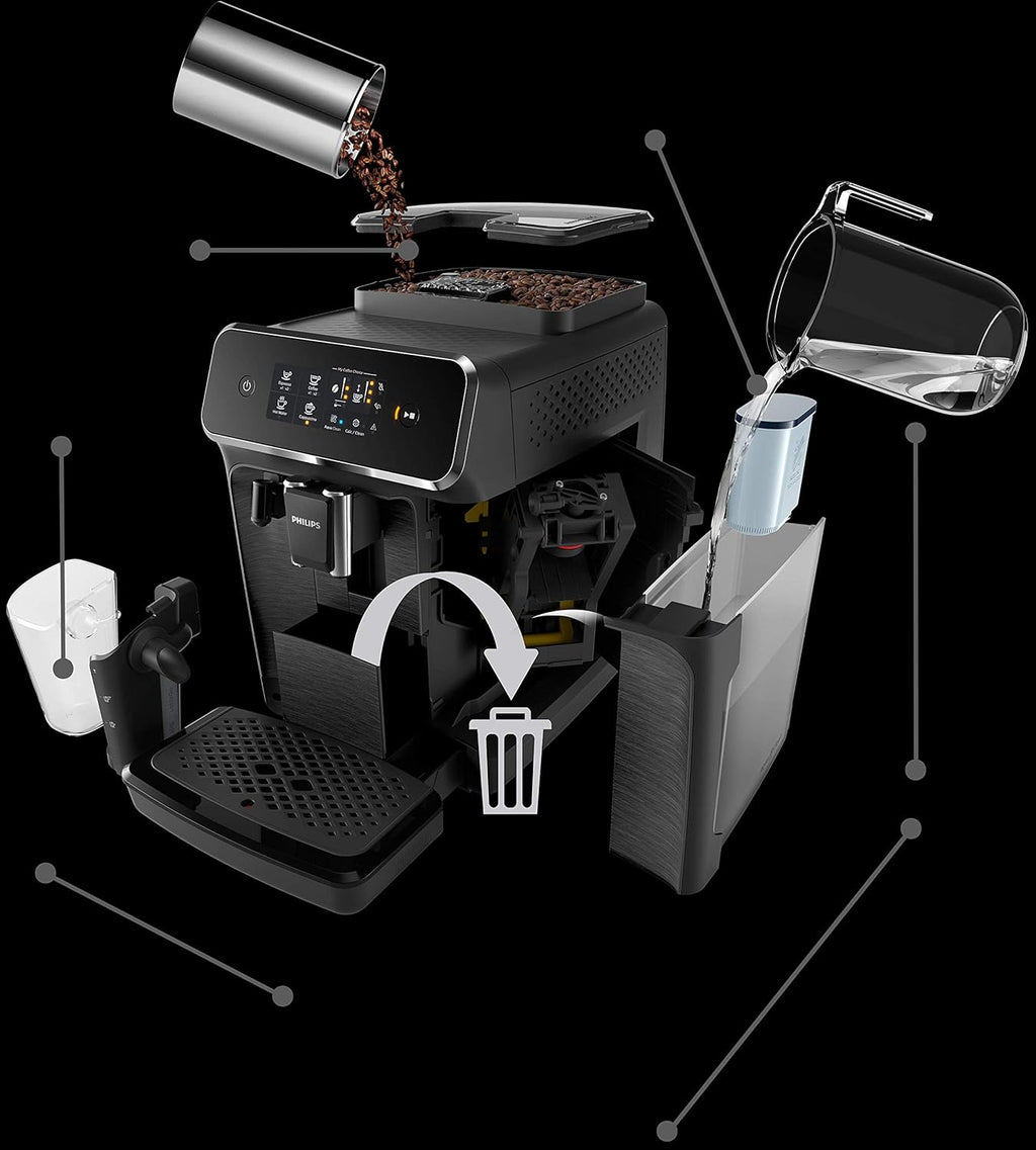 Philips 2200 Series Fully Automatic Espresso Machine w/LatteGo, Black, EP2230/14 (Renewed)