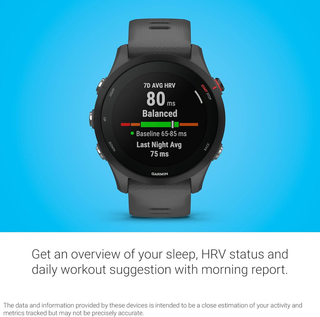 Garmin Forerunner® 255  GPS Running Smartwatch  Advanced Insights  Long-Lasting Battery  Slate Gray