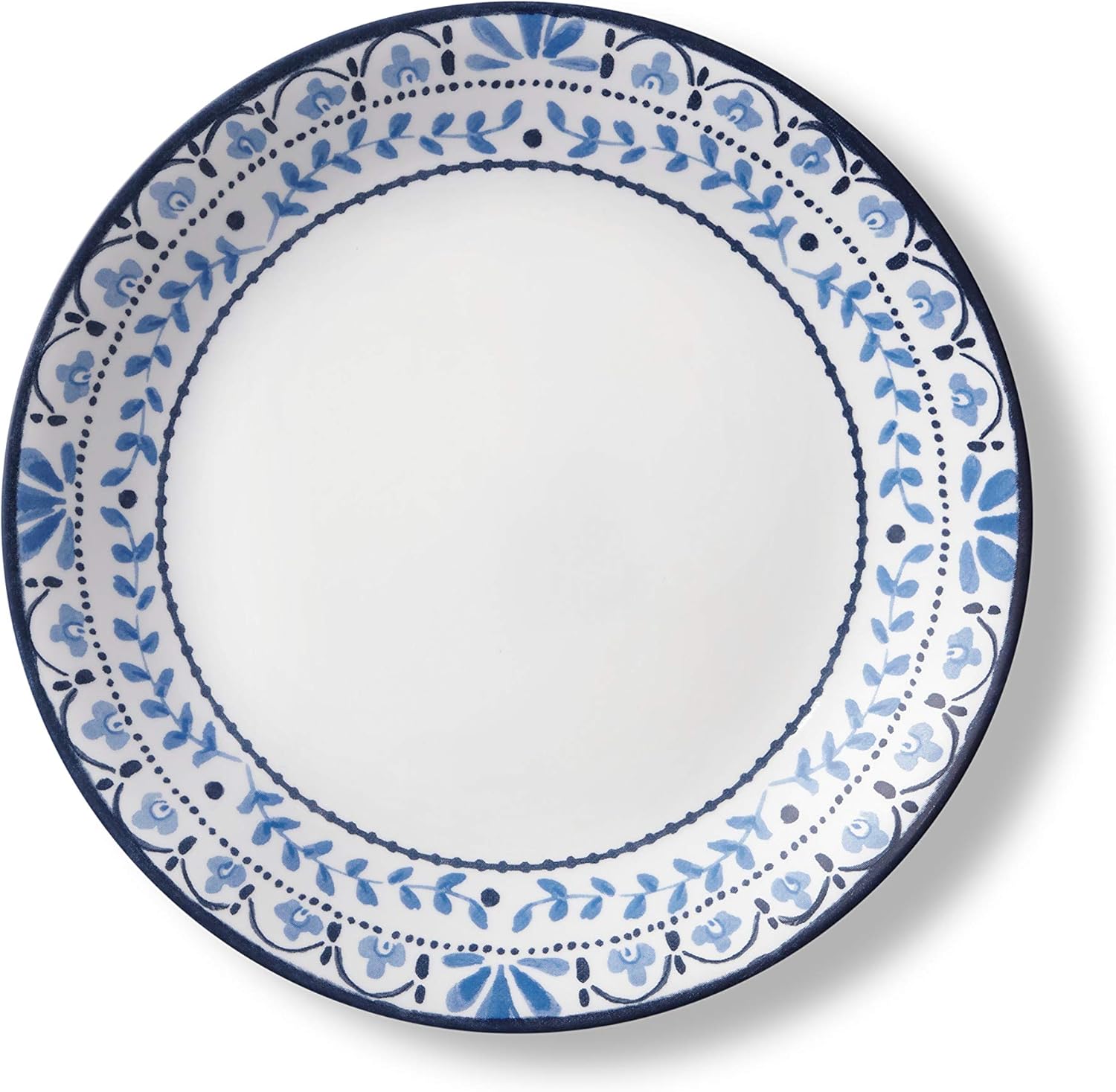 Corelle Vitrelle 18-Piece Service for 6 Dinnerware Set, Triple Layer Glass and Chip Resistant, Lightweight Round Plates and Bowls Set, Portofino