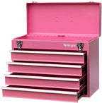 Workington Portable Metal Tool Chest with 4 Drawers, 20" 4-Drawer Tool Chest Cabinet with Ball Bearing Drawer Slides, Steel Tool Storage Box Organizer 4004 Pink