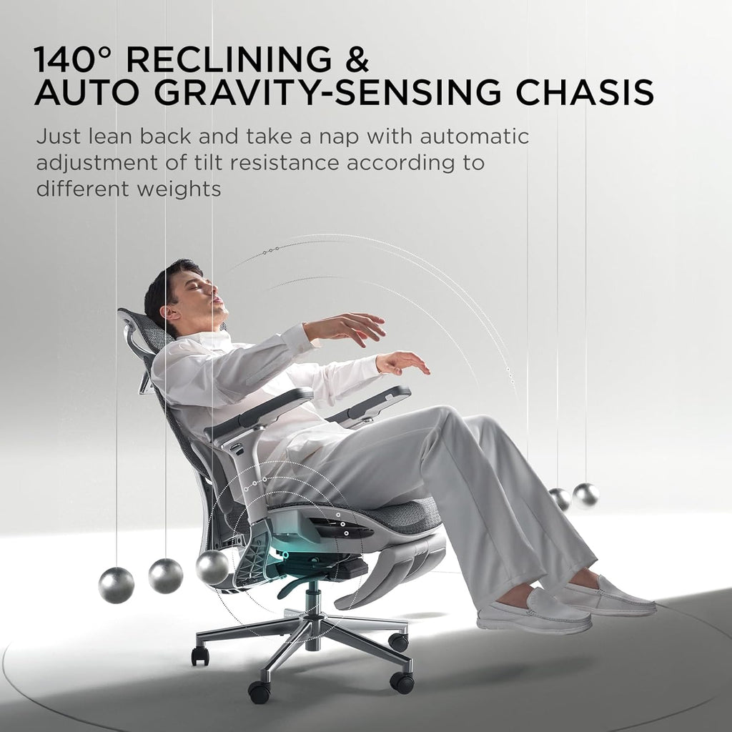 Hbada E3 Pro Ergonomic Office Chair, Big and Tall Office Chairs - with 3-Zone Dynamic Lumbar Support, 4D Adjustable Headrest, 6D Adjustable Armrests, Swivel, Grey